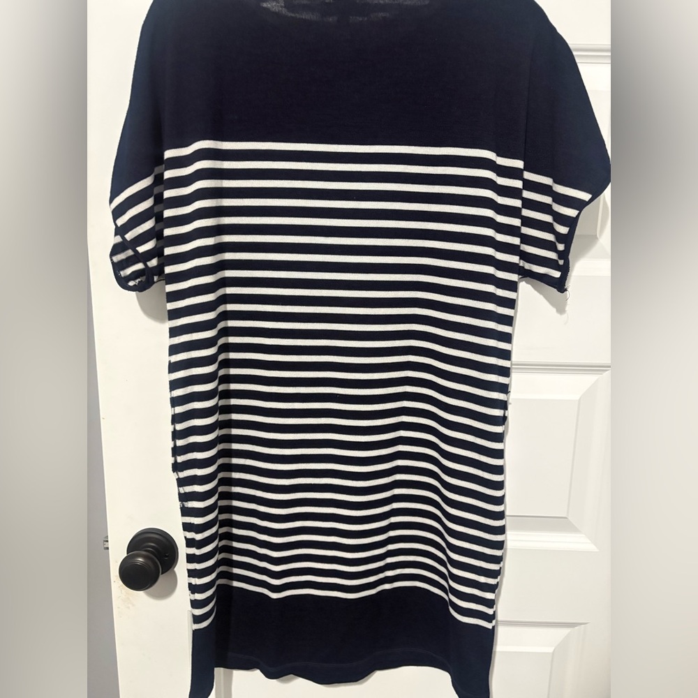 NWT Max Studio Navy Striped Tshirt Dress Size Small - Picture 2 of 8